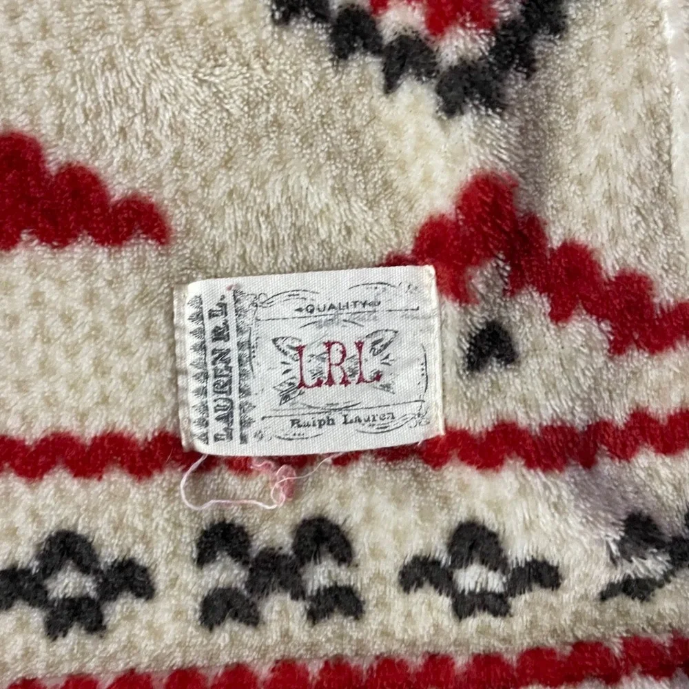 Lauren Ralph Lauren Fair Isle Throw Blanket 57x67 Red Nordic Holiday Fleece